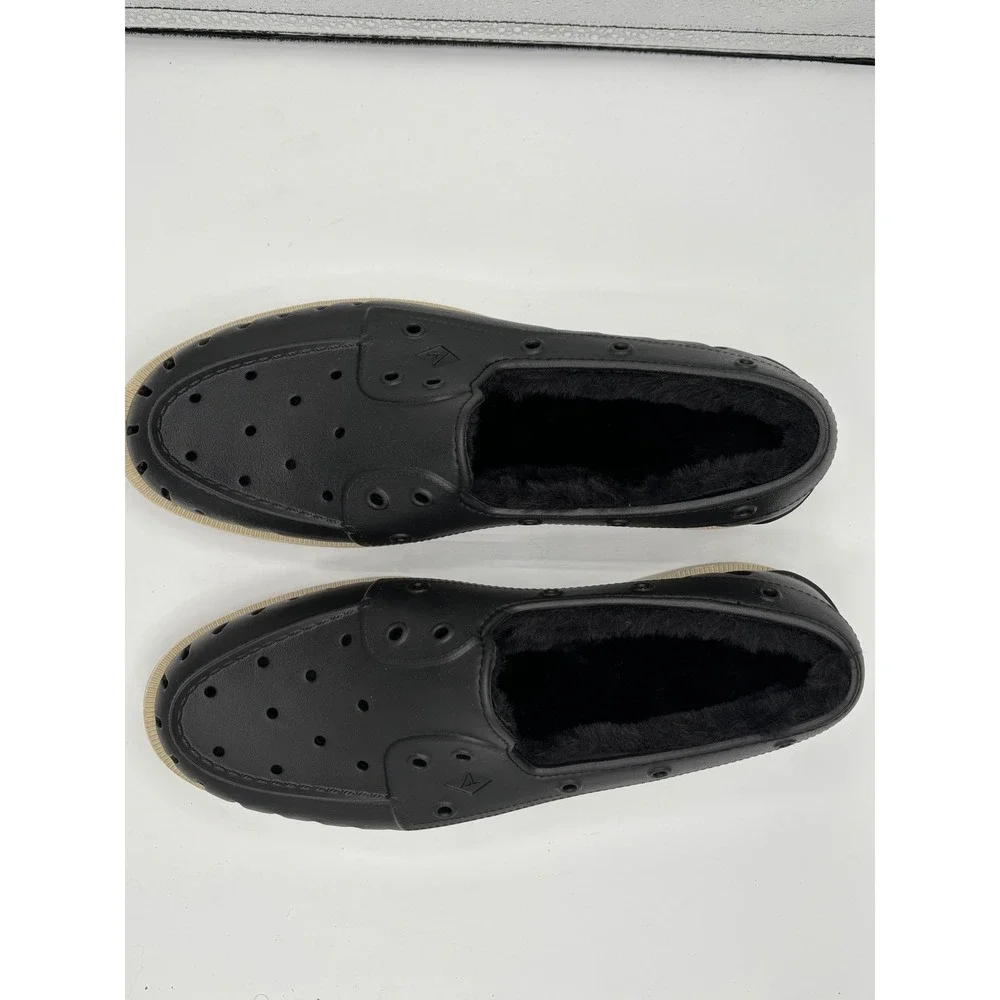 Sperry Float Boat Shoes Faux Fur Lined Mens 11 Black EVA Loafers STS23884